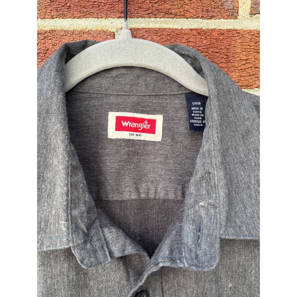 Wrangler Mens Gray Button Front Long Sleeve Shirt Size Large Western Workwear - Picture 6 of 12